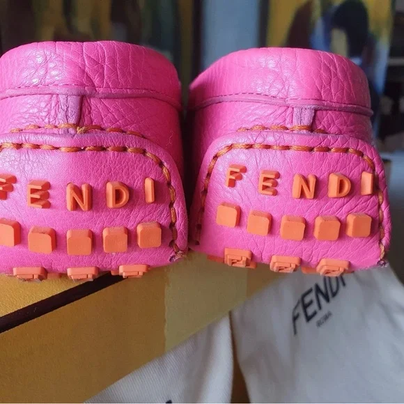 Fendi FF Logo Women's Pink Loafers - Picture 8 of 10